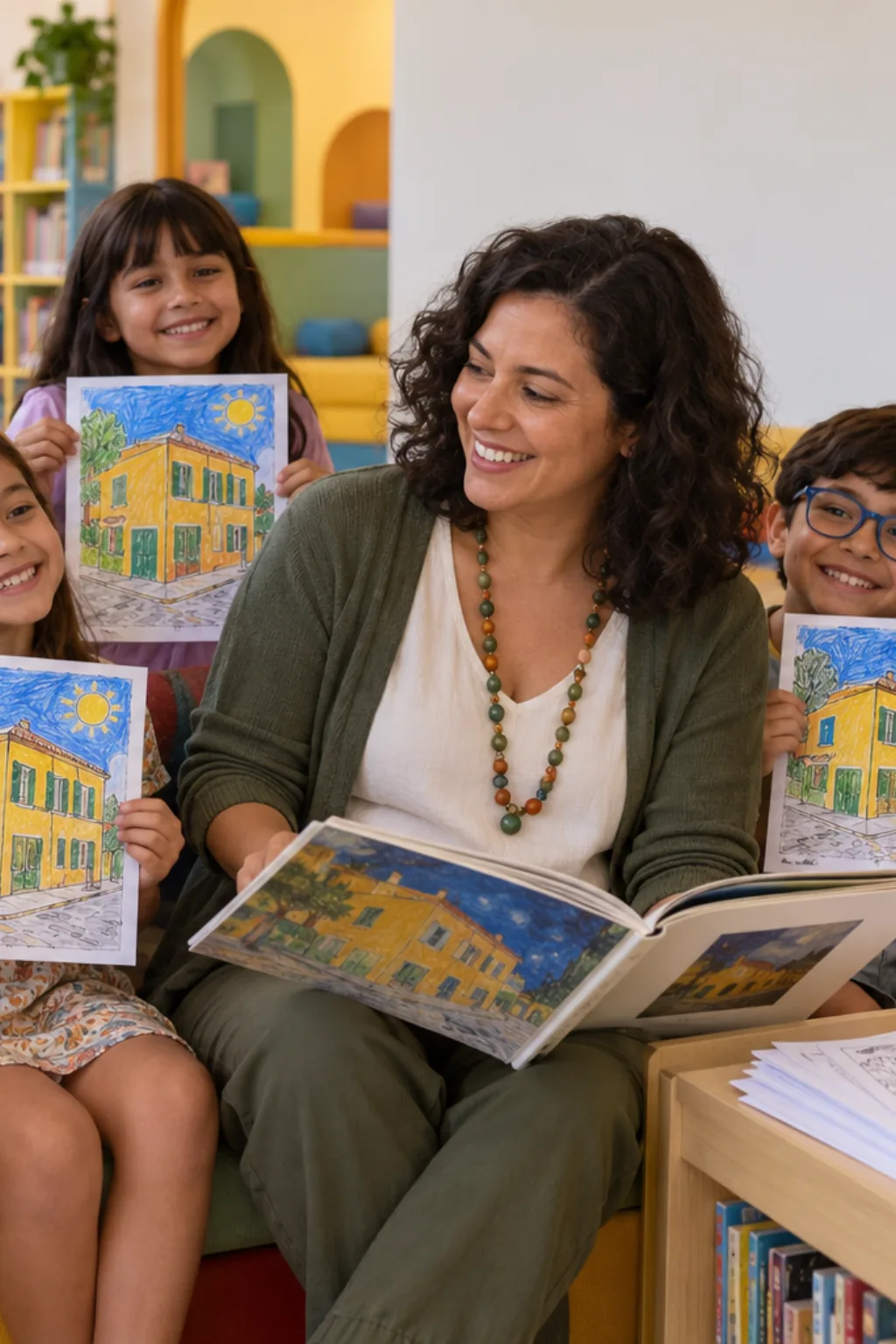 desenhos da obra A Casa Amarela de Van Gogh para colorir — exemplo criado na Desenhos pra Colorir