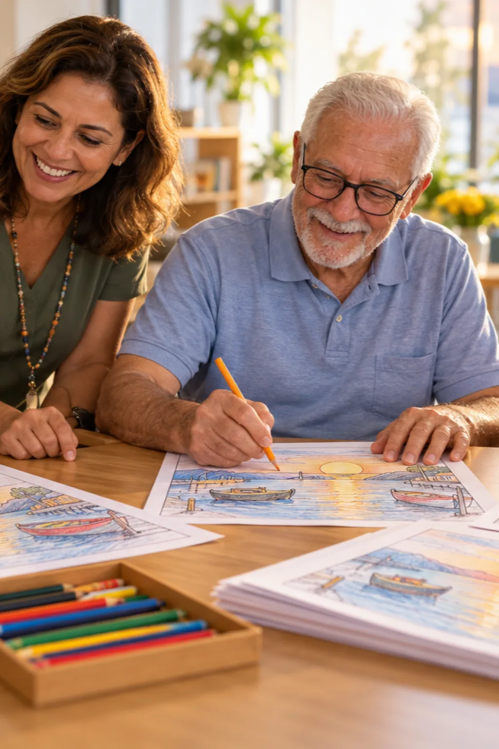 desenhos da obra Impressão, Nascer do Sol de Claude Monet para colorir — exemplo criado na Desenhos pra Colorir