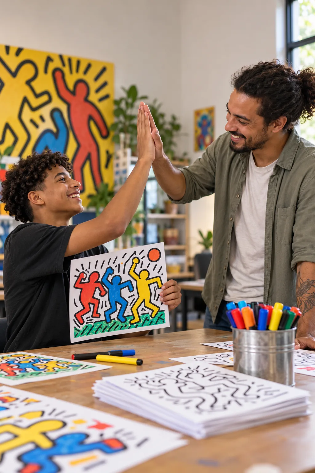 desenhos de Keith Haring para colorir — exemplo criado na Desenhos pra Colorir