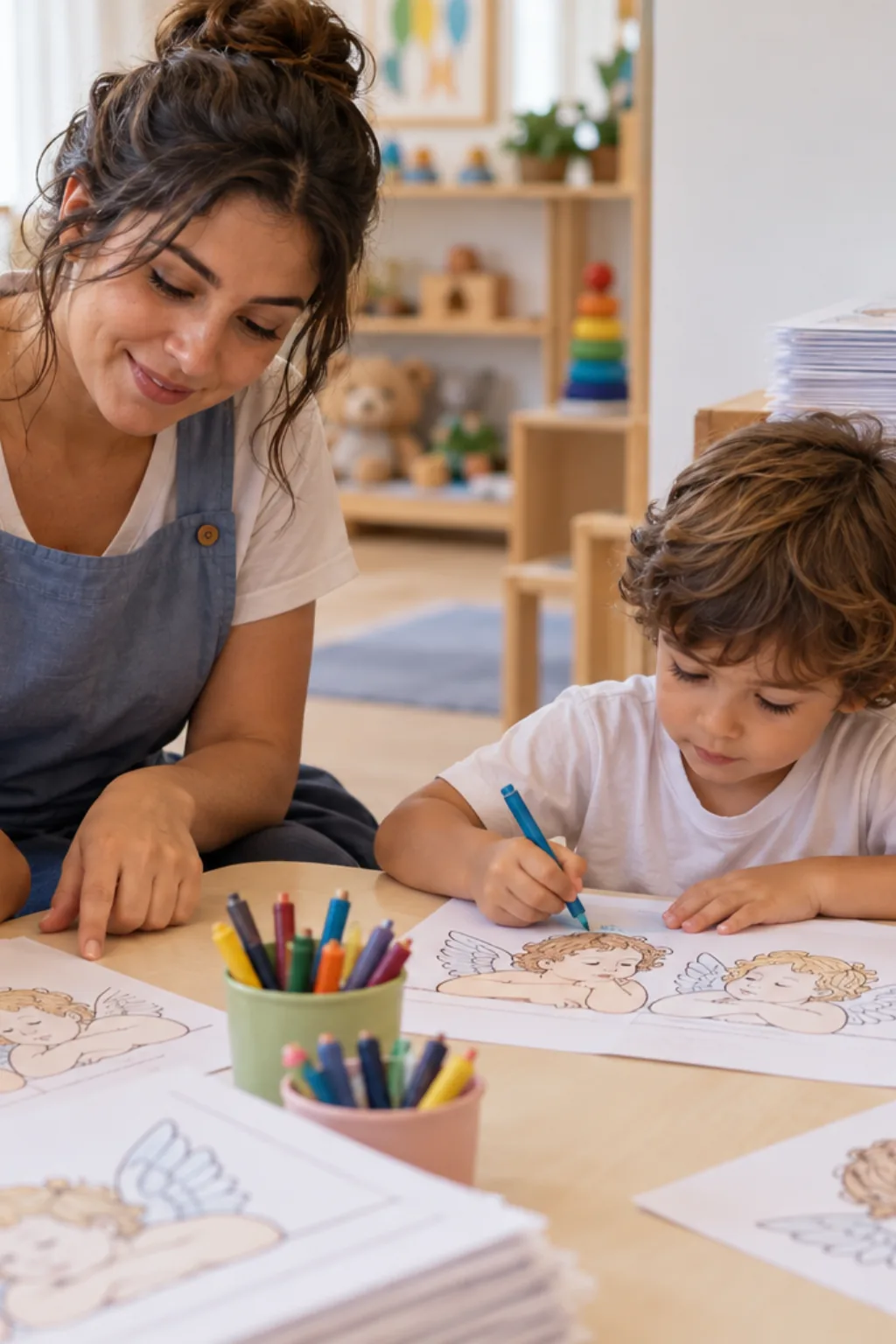 desenhos da obra Madona Sistina de Rafael Sanzio para colorir — exemplo criado na Desenhos pra Colorir
