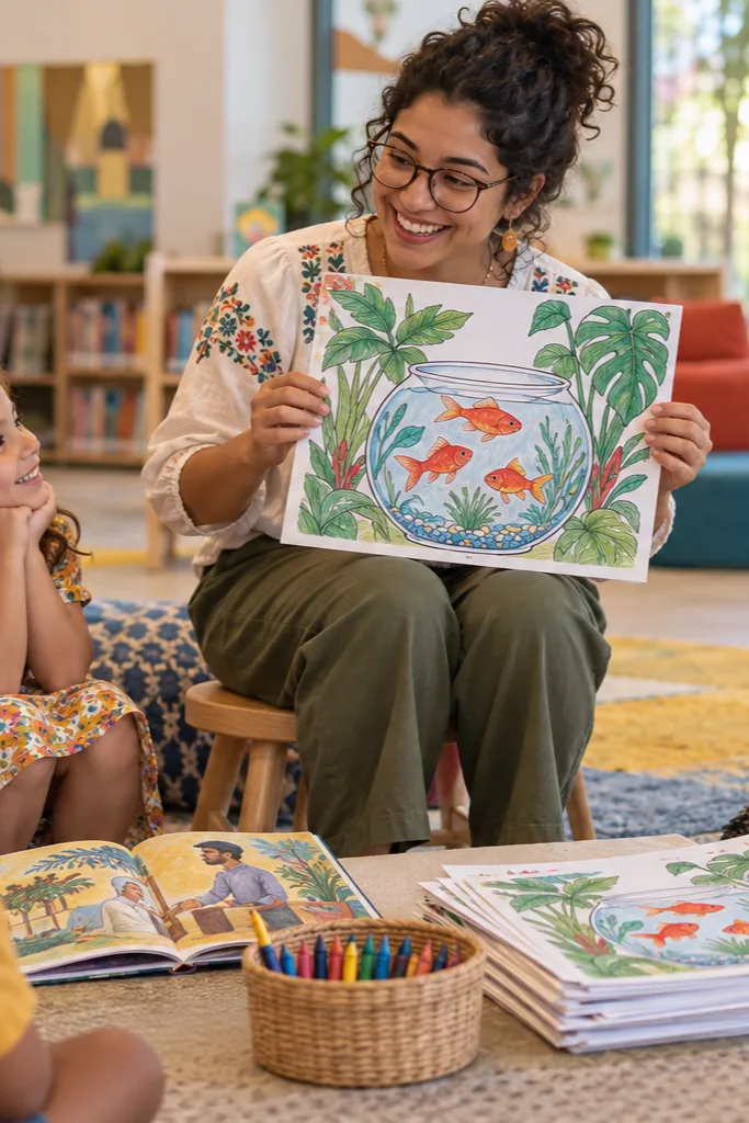 desenhos da obra Peixes Vermelhos de Henri Matisse para colorir — exemplo criado na Desenhos pra Colorir