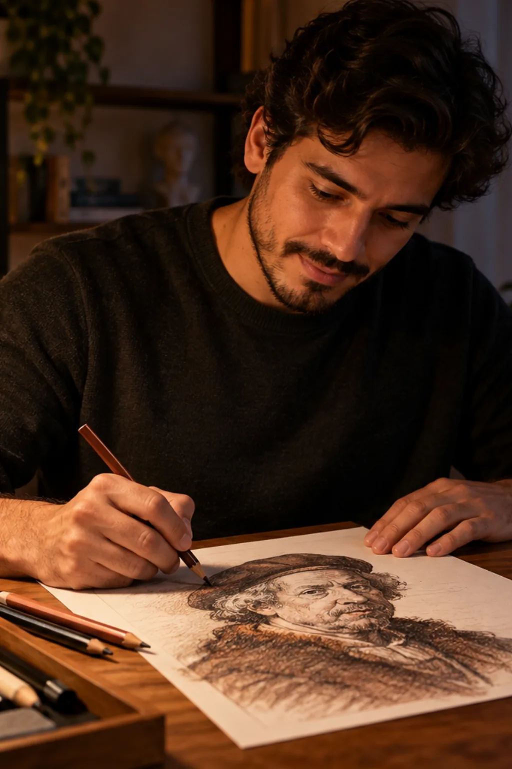 desenhos de Rembrandt para colorir — exemplo criado na Desenhos pra Colorir