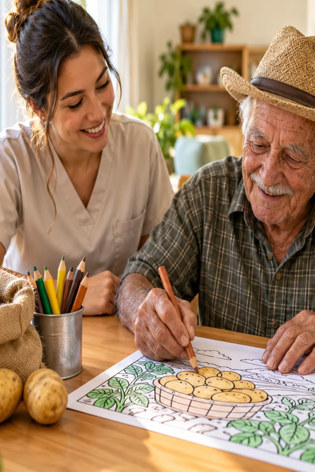 desenhos de plantação de batata para colorir — exemplo criado na Desenhos pra Colorir