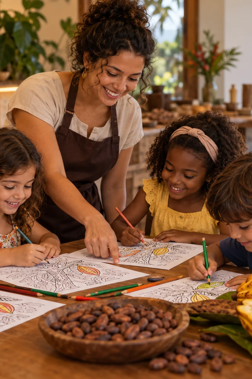 desenhos de plantação de cacau para colorir — exemplo criado na Desenhos pra Colorir