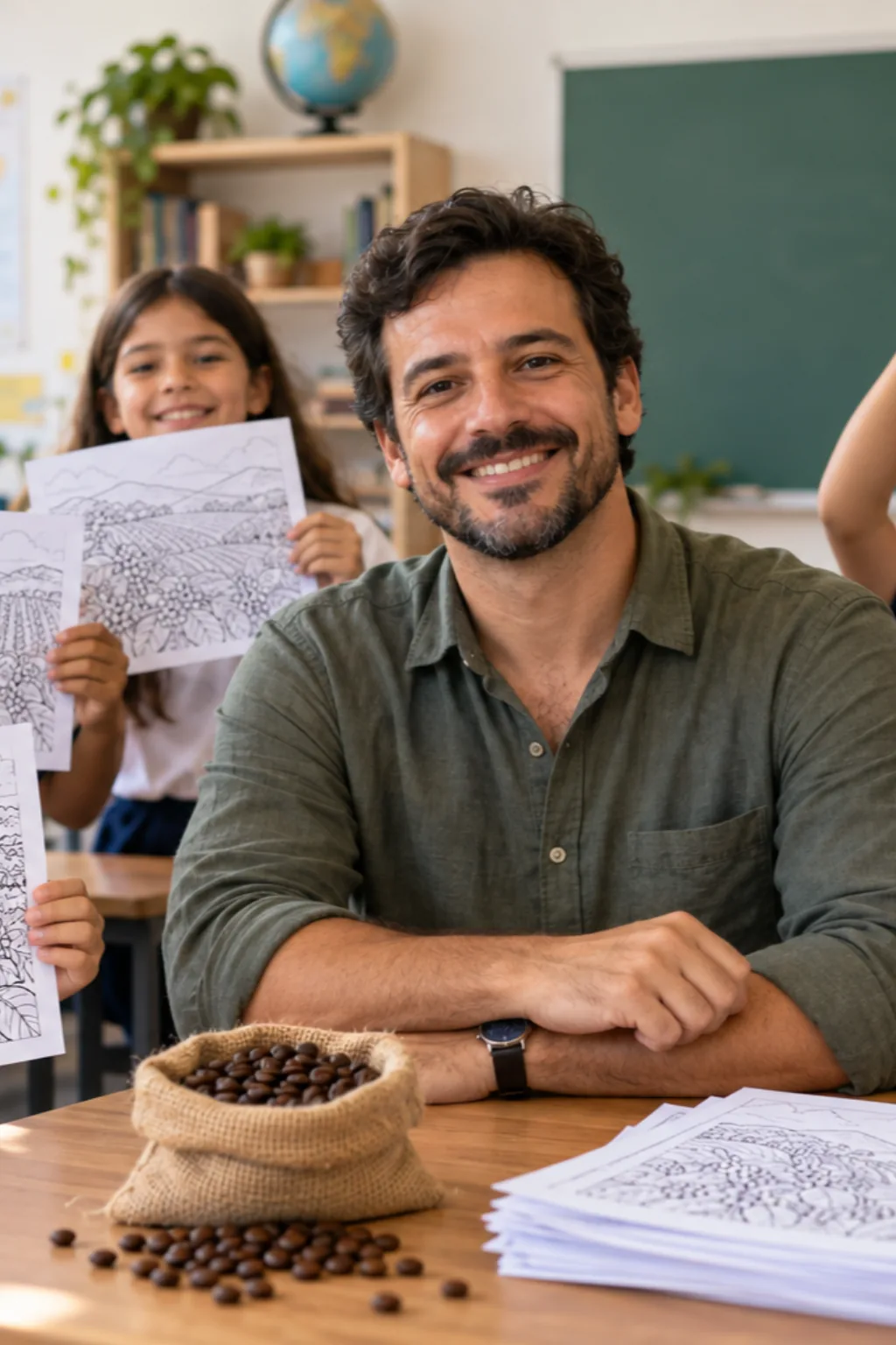 desenhos de plantação de café para colorir — exemplo criado na Desenhos pra Colorir