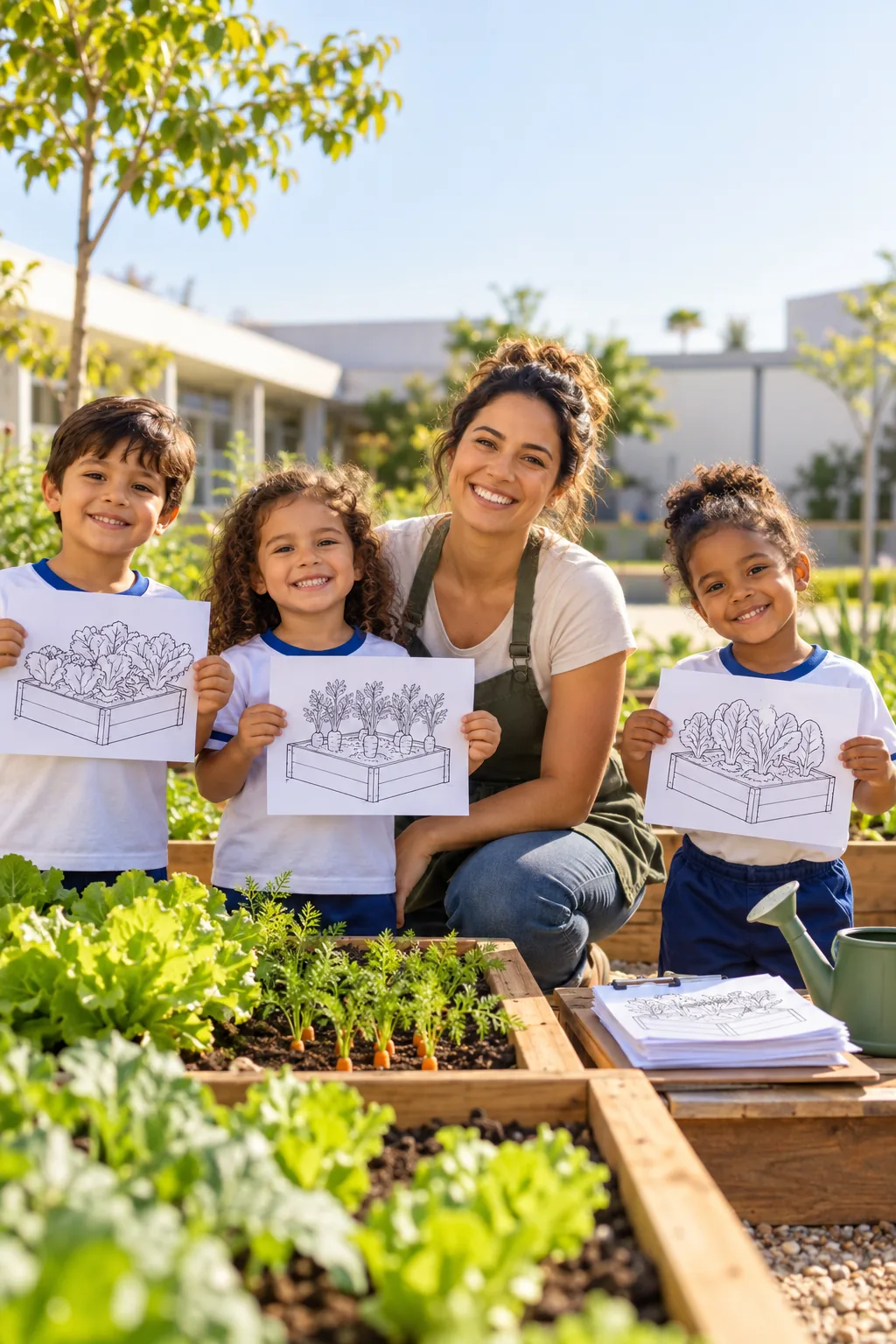 desenhos de canteiros de horta para colorir — exemplo criado na Desenhos pra Colorir