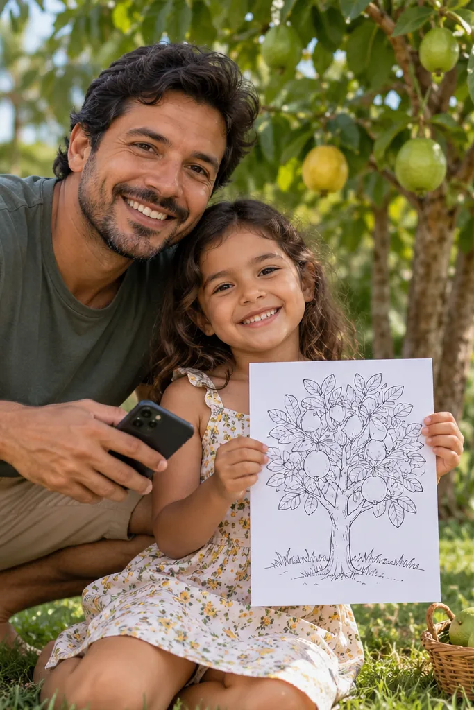 desenhos de goiabeira para colorir — exemplo criado na Desenhos pra Colorir