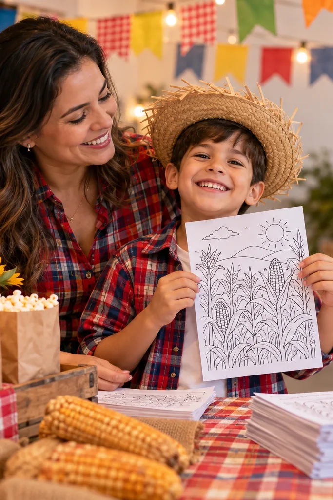 desenho de plantação de milho para colorir — exemplo criado na Desenhos pra Colorir