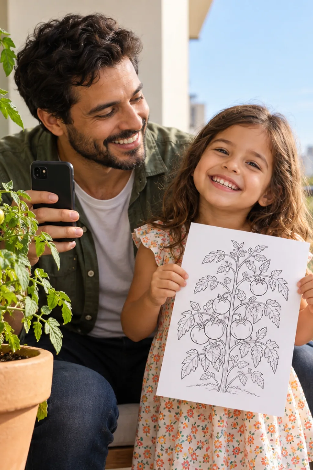 desenho de pé de tomate para colorir — exemplo criado na Desenhos pra Colorir