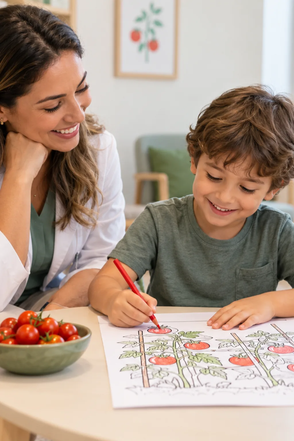 desenhos de plantação de tomate para colorir — exemplo criado na Desenhos pra Colorir