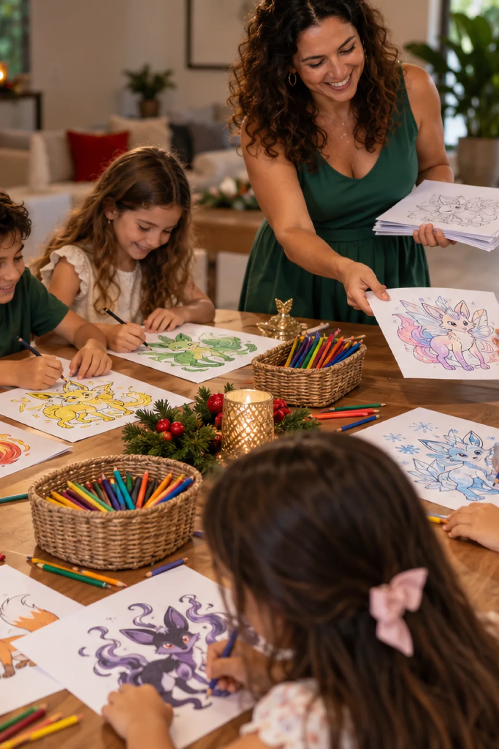 desenhos das evoluções do eevee para colorir — exemplo criado na Desenhos pra Colorir