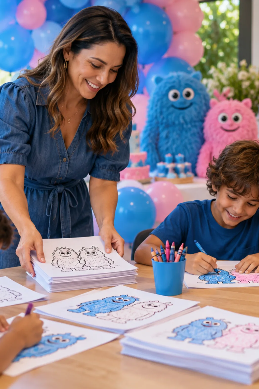 desenhos do Huggy Wuggy e da Kissy Missy para colorir — exemplo criado na Desenhos pra Colorir