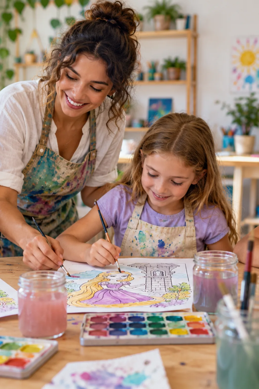 desenhos de Barbie como Rapunzel para colorir — exemplo criado na Desenhos pra Colorir