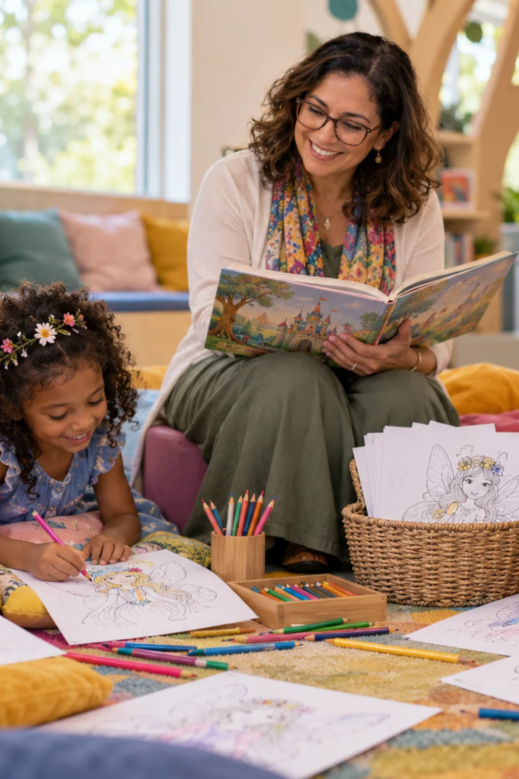 desenhos de princesas fadas para colorir — exemplo criado na Desenhos pra Colorir