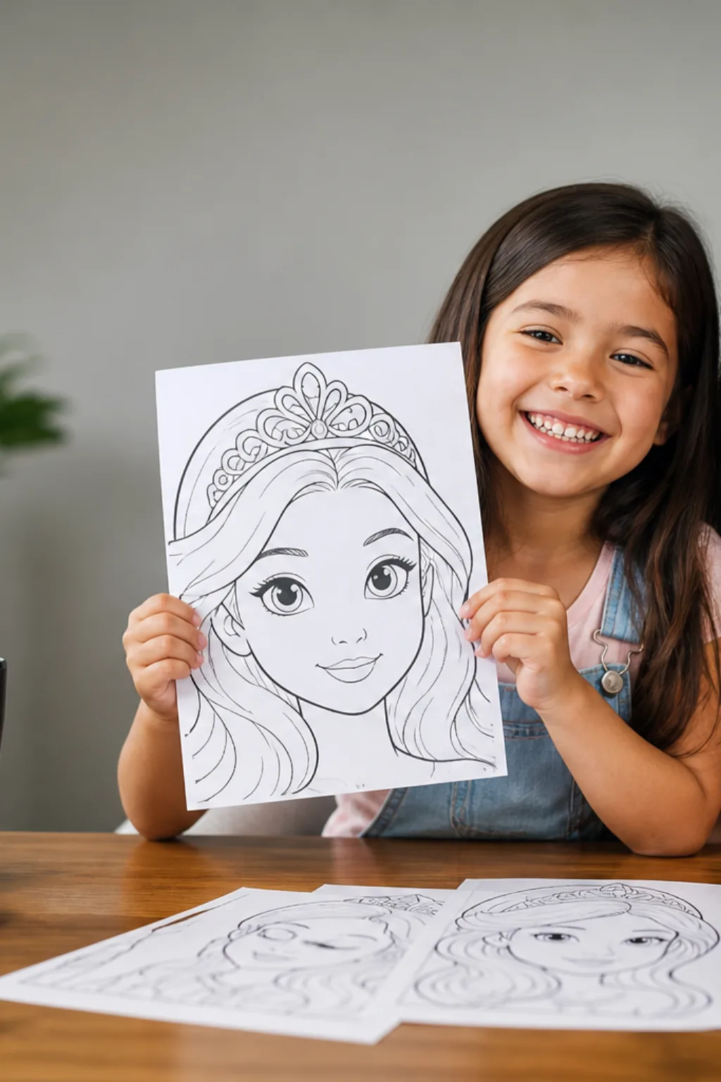 desenhos de rosto de princesa para colorir — exemplo criado na Desenhos pra Colorir