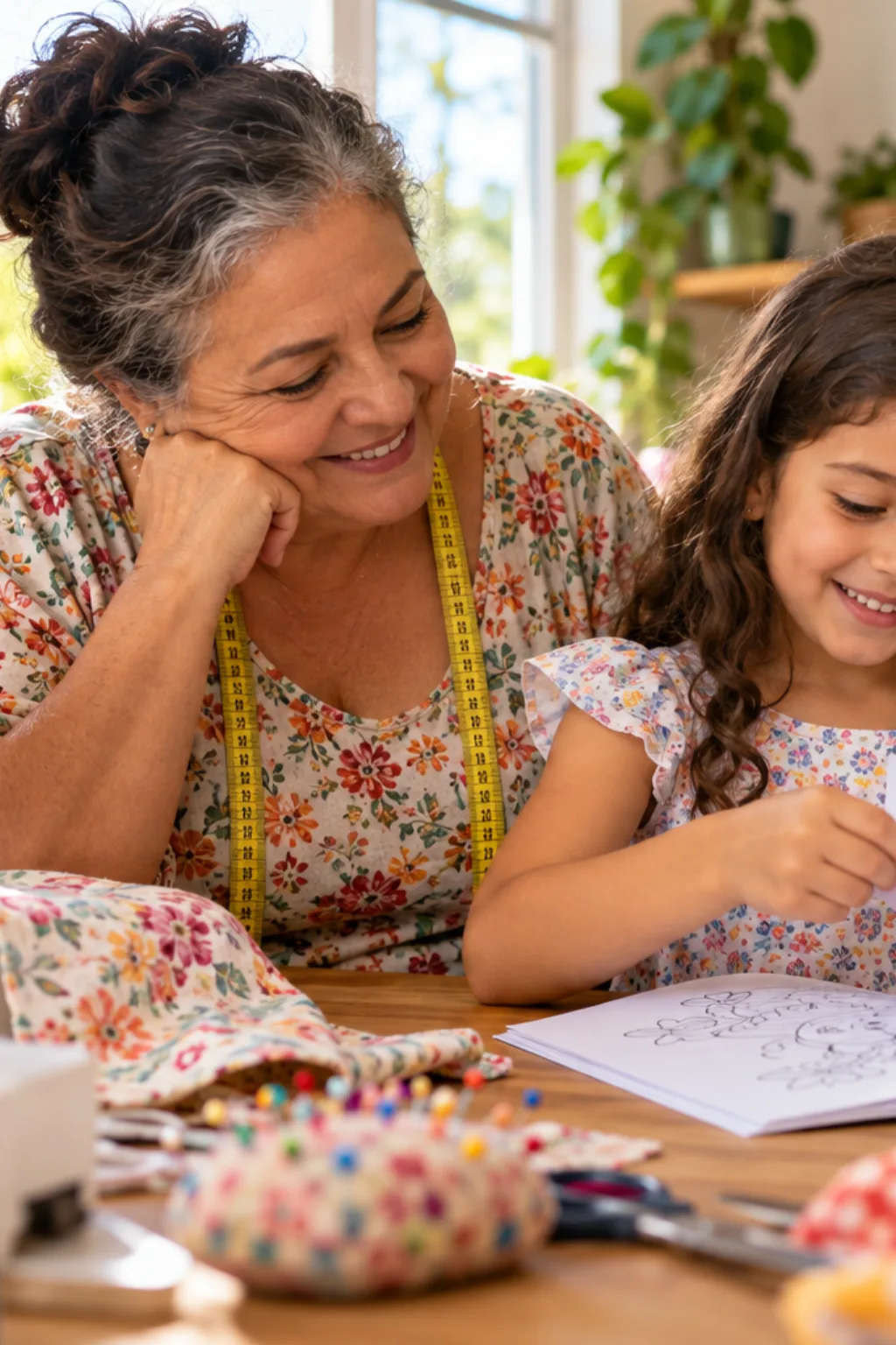 desenhos de costureira para colorir — exemplo criado na Desenhos pra Colorir