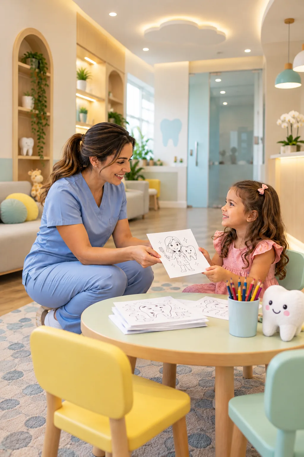 desenhos de dentista para colorir — exemplo criado na Desenhos pra Colorir