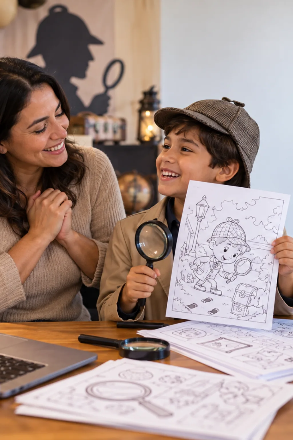 desenhos de detetive para colorir — exemplo criado na Desenhos pra Colorir