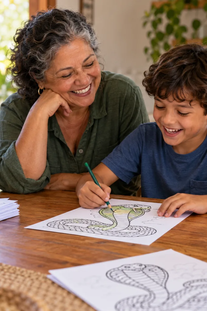 desenhos de cobra naja para colorir — exemplo criado na Desenhos pra Colorir