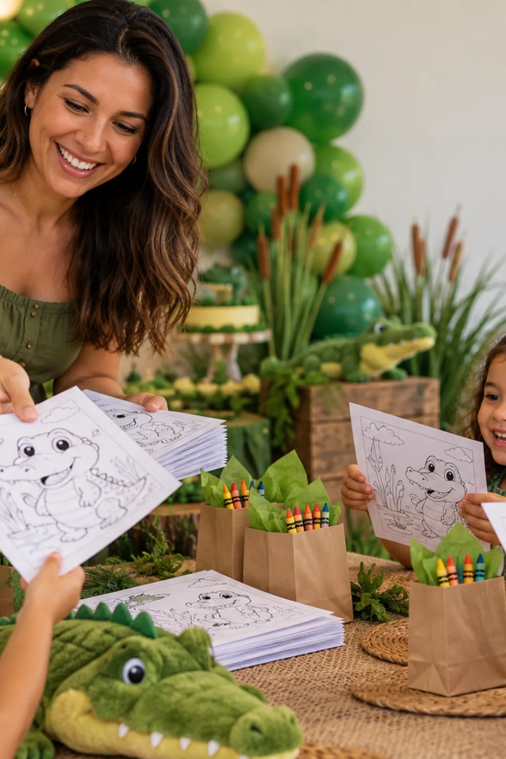 desenhos de jacarés fofos para colorir — exemplo criado na Desenhos pra Colorir