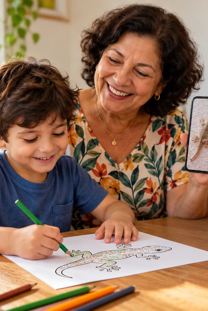 desenhos de lagartixa para colorir — exemplo criado na Desenhos pra Colorir