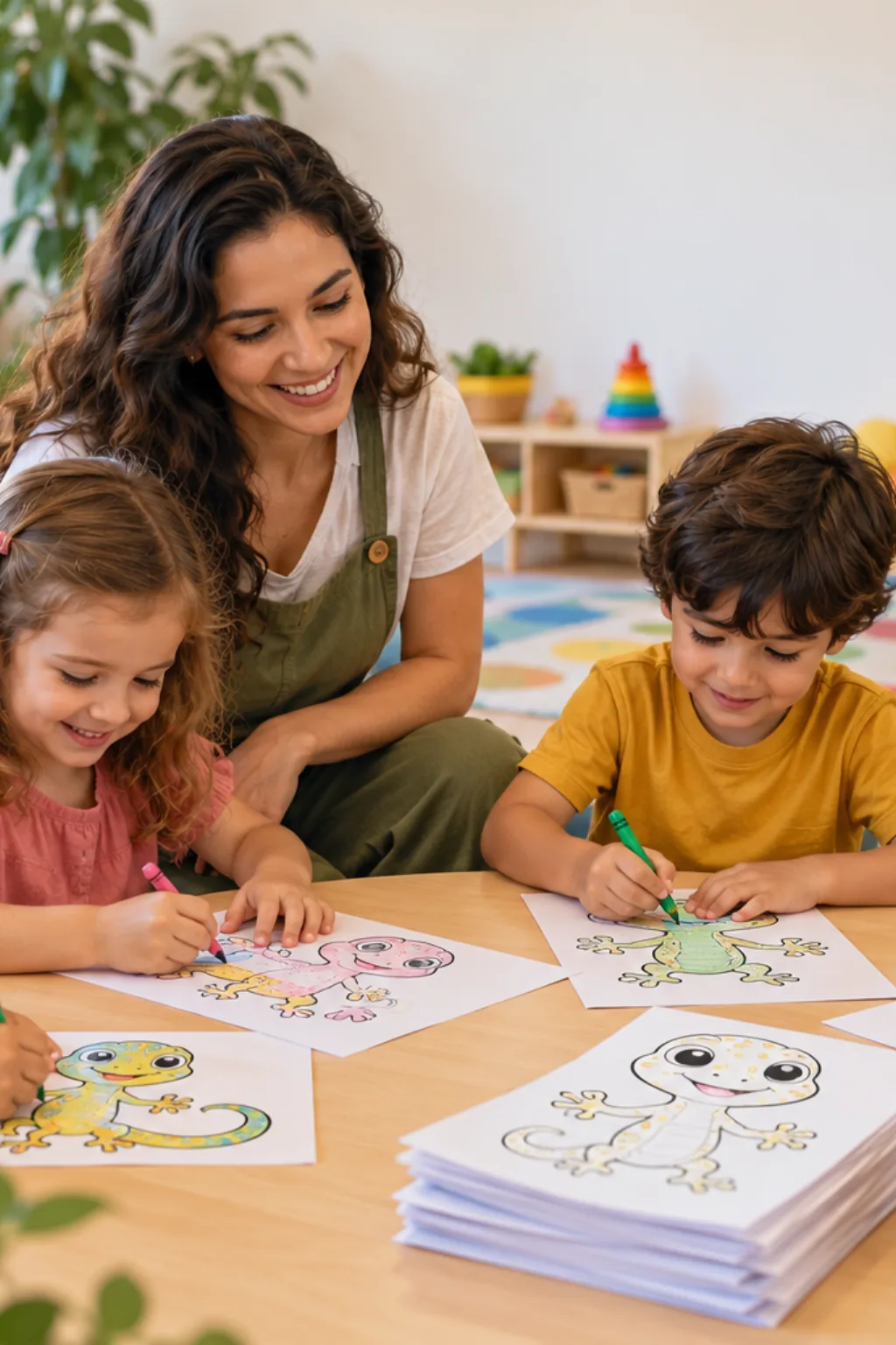 desenhos de lagartixas fofas para colorir — exemplo criado na Desenhos pra Colorir