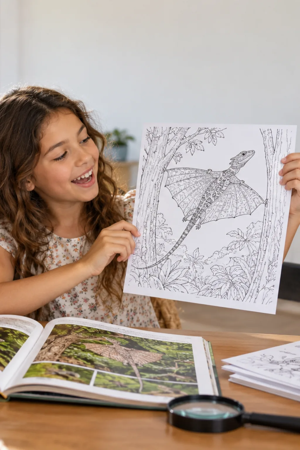 desenhos de lagarto-voador para colorir — exemplo criado na Desenhos pra Colorir