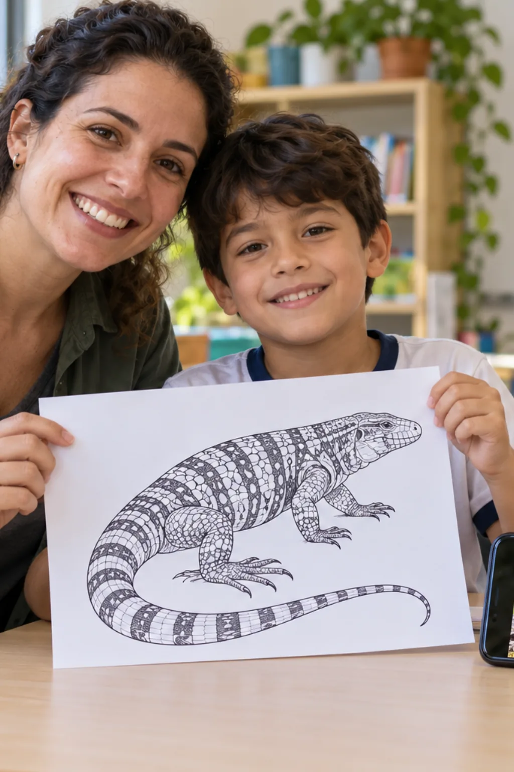 desenhos de teiú para colorir — exemplo criado na Desenhos pra Colorir