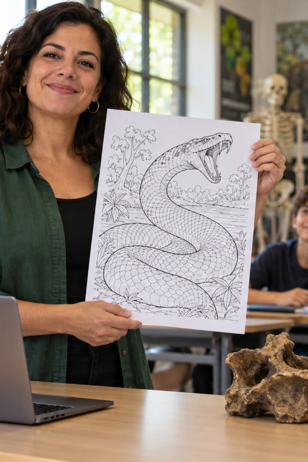 desenhos de titanoboa para colorir — exemplo criado na Desenhos pra Colorir