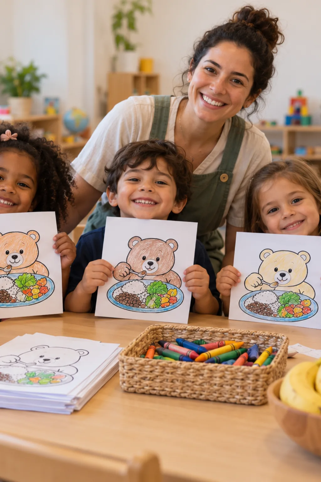 desenhos da Bobbie Goods almoçando para colorir — exemplo criado na Desenhos pra Colorir