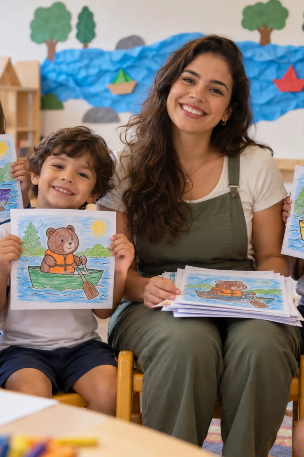 desenhos da Bobbie Goods andando de barco para colorir — exemplo criado na Desenhos pra Colorir