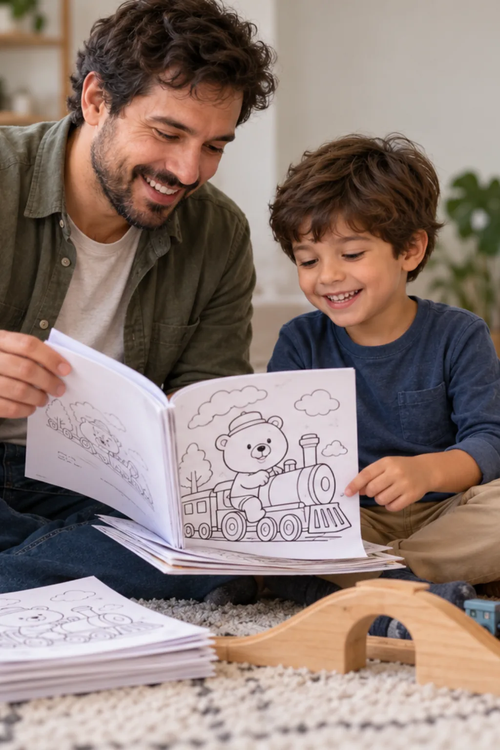 desenhos da Bobbie Goods andando de trem para colorir — exemplo criado na Desenhos pra Colorir