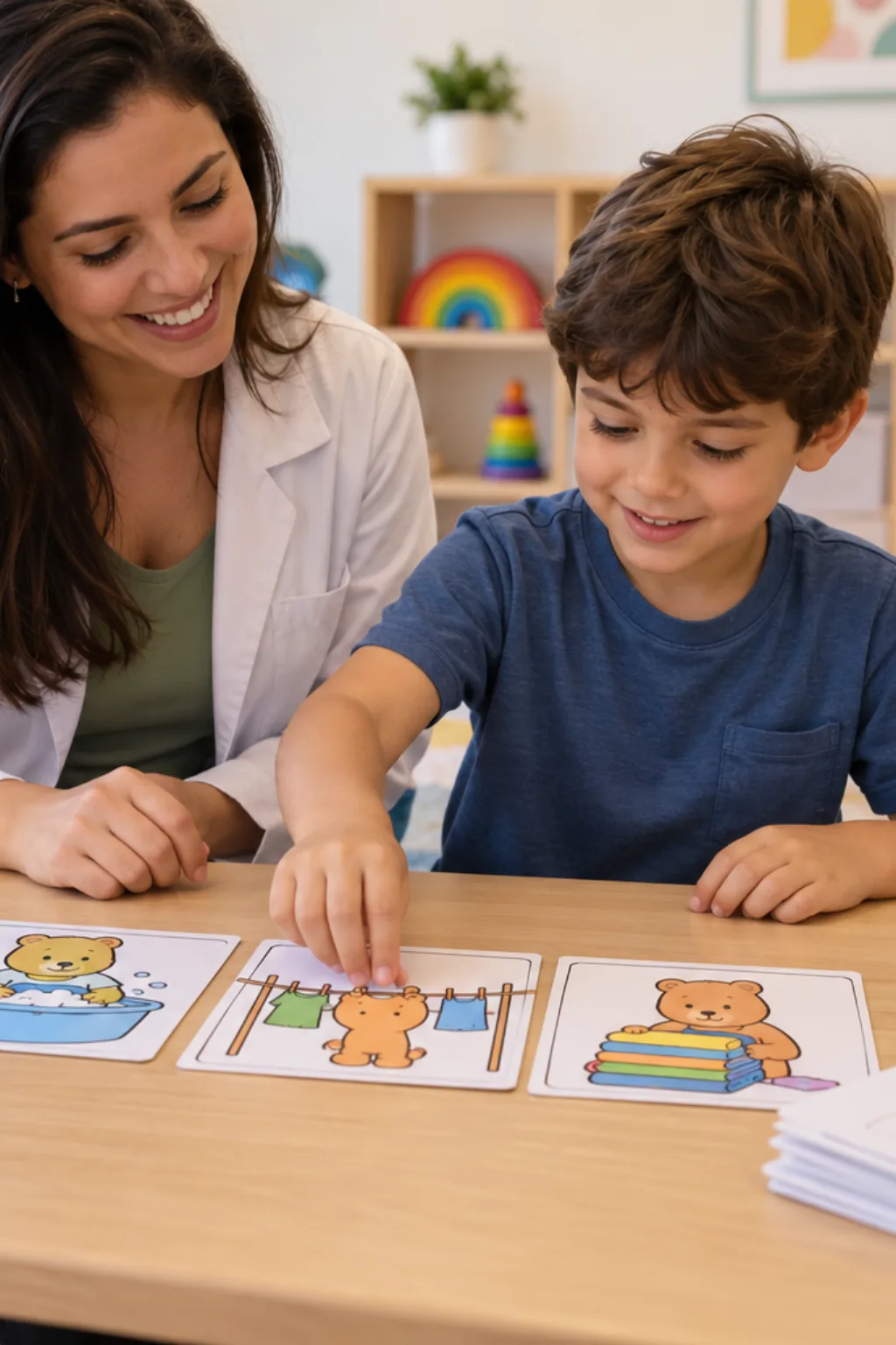 desenhos de animais da Bobbie Goods lavando roupa para colorir — exemplo criado na Desenhos pra Colorir