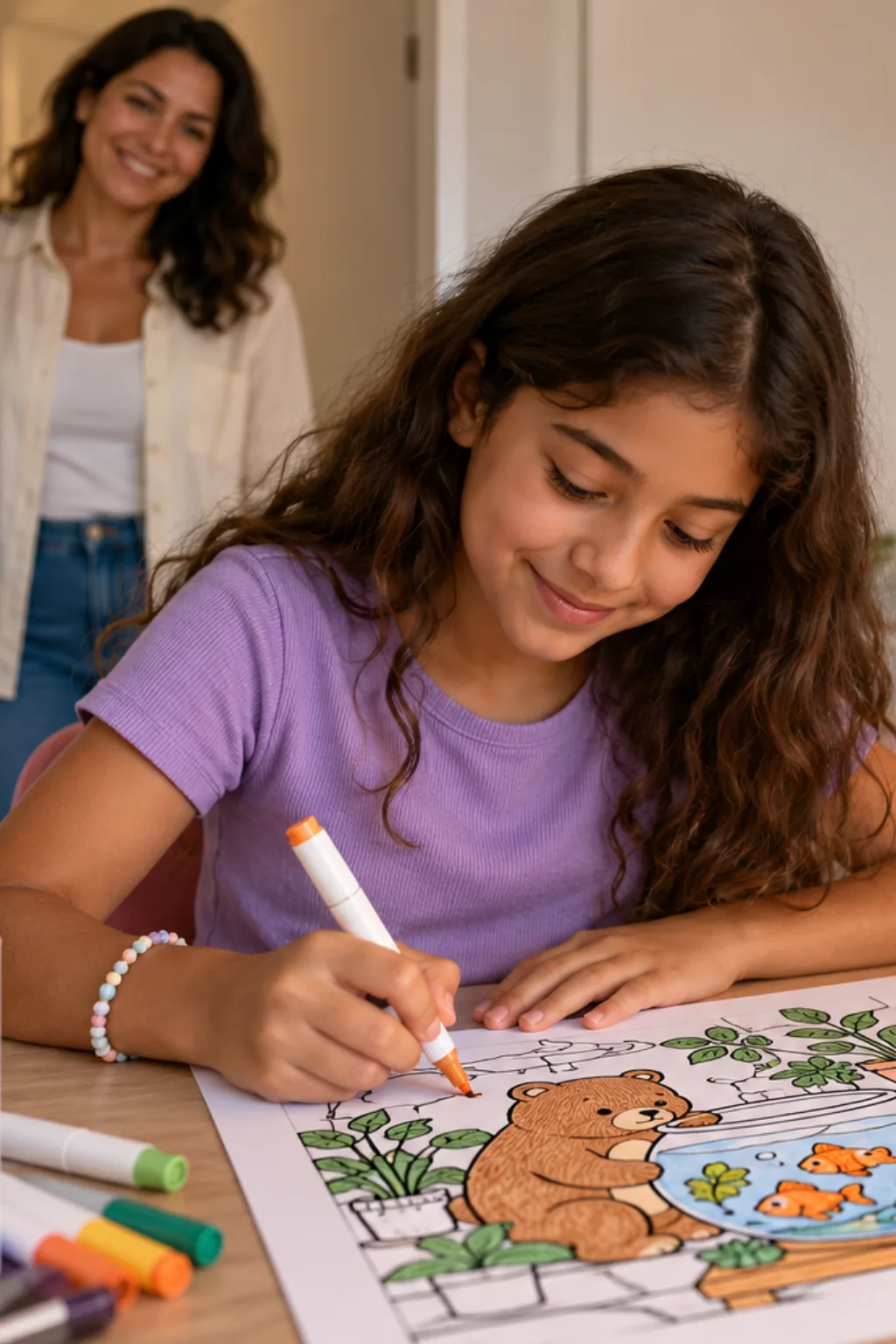 desenhos da Bobbie Goods com aquário para colorir — exemplo criado na Desenhos pra Colorir