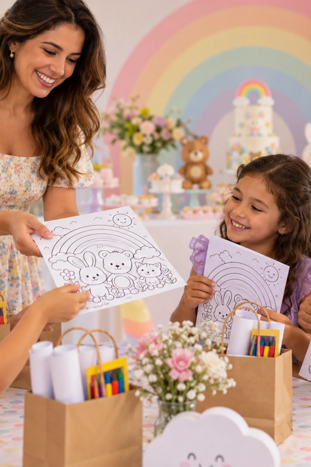 desenhos da Bobbie Goods com arco-íris para colorir — exemplo criado na Desenhos pra Colorir