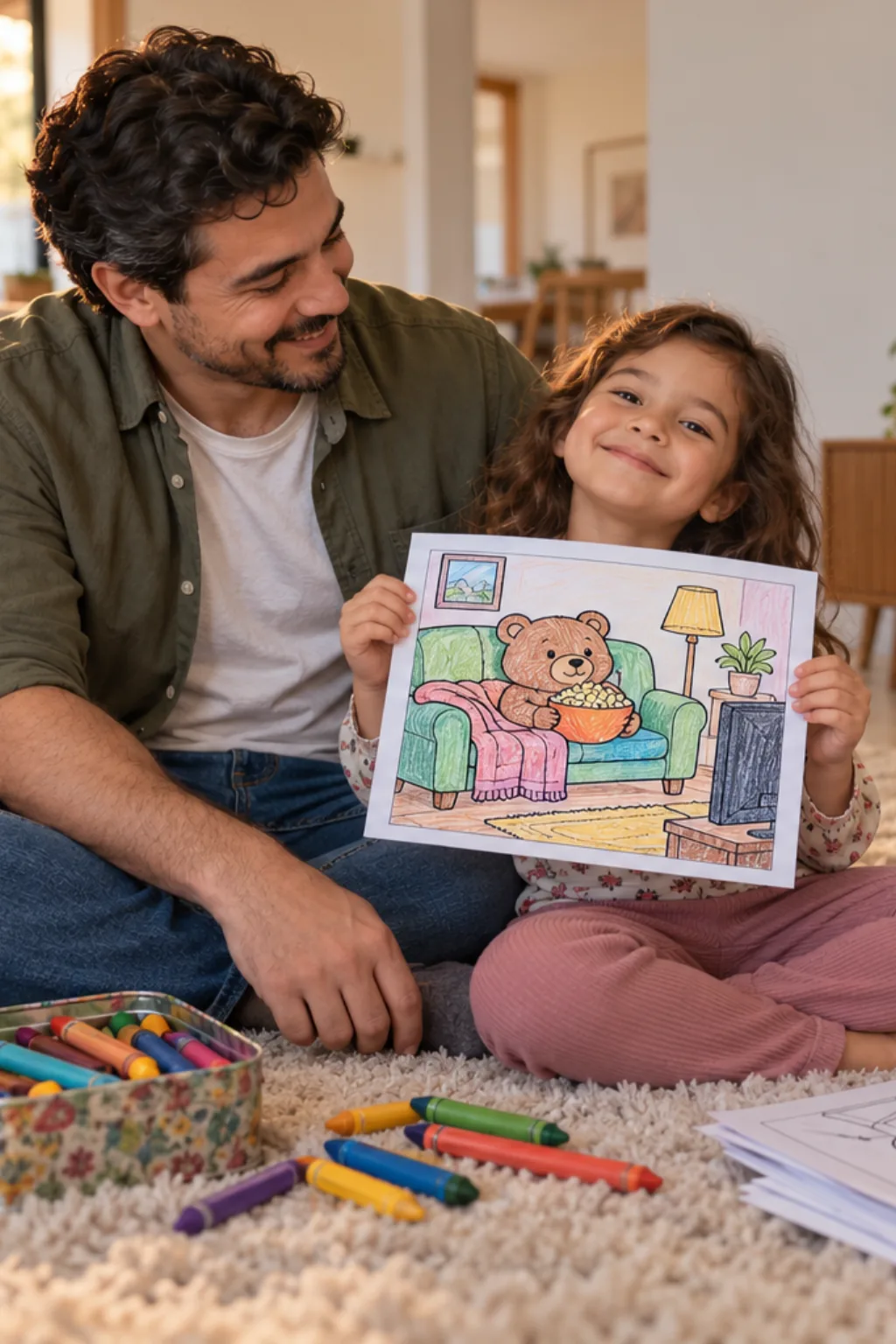 desenhos da Bobbie Goods assistindo TV para colorir — exemplo criado na Desenhos pra Colorir