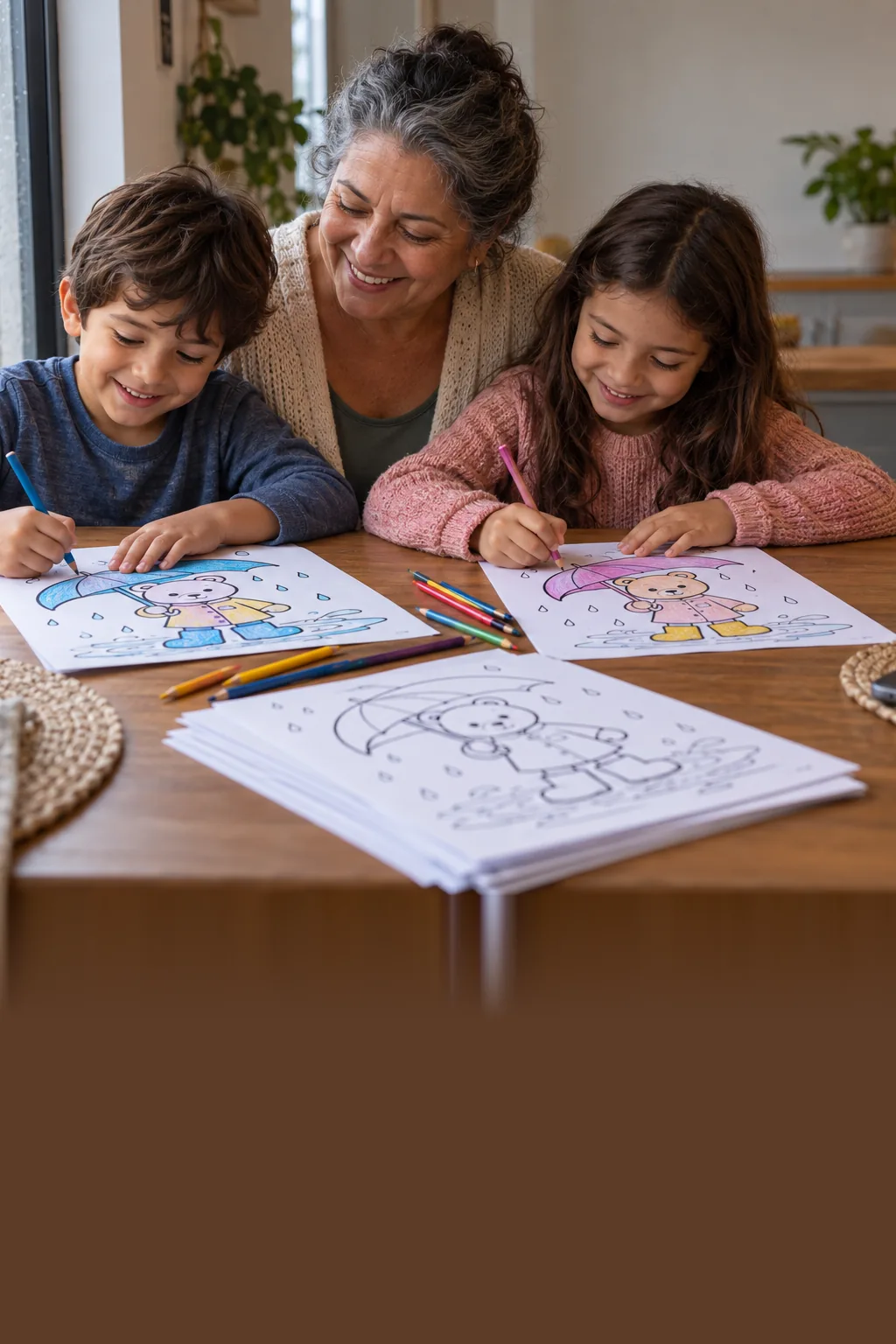 desenhos da Bobbie Goods na chuva para colorir — exemplo criado na Desenhos pra Colorir