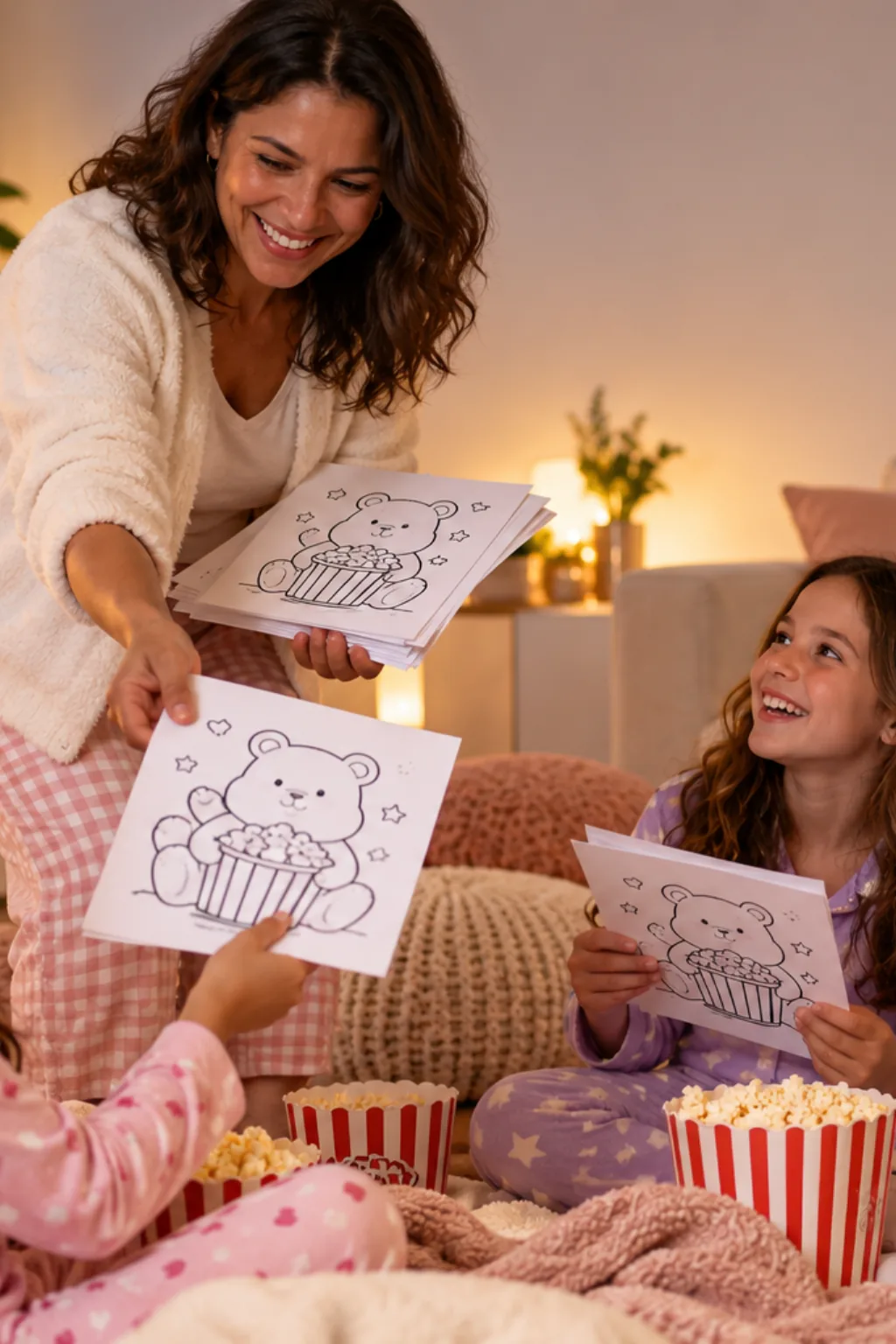 desenhos da Bobbie Goods comendo pipoca para colorir — exemplo criado na Desenhos pra Colorir