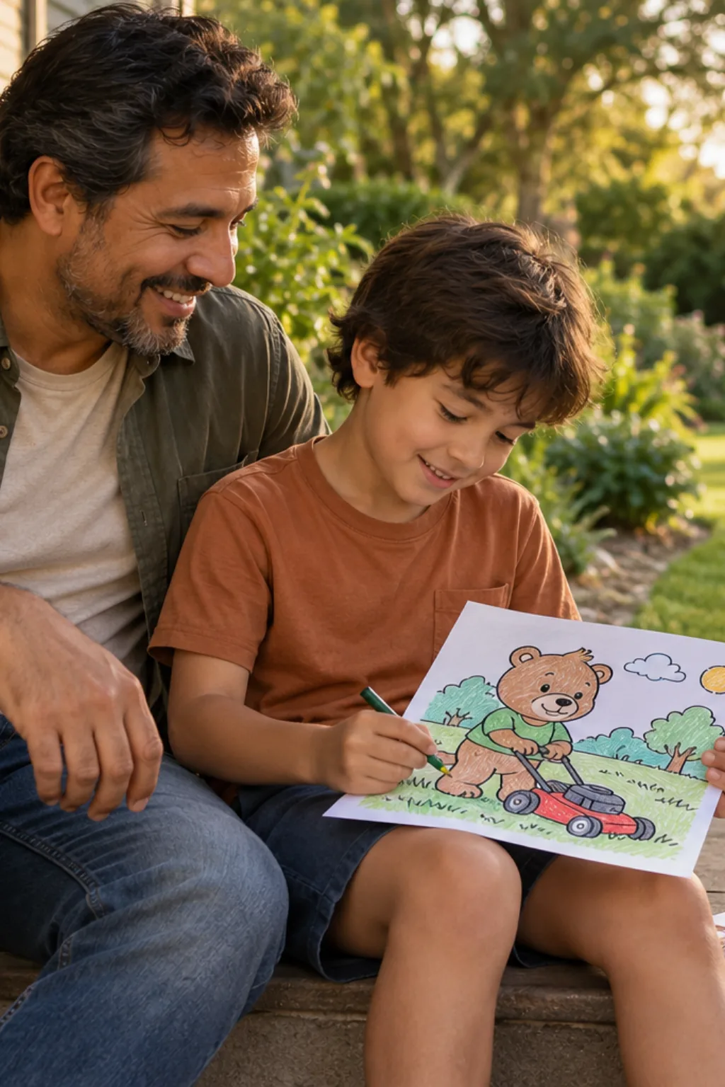 desenhos da Bobbie Goods cortando a grama para colorir — exemplo criado na Desenhos pra Colorir
