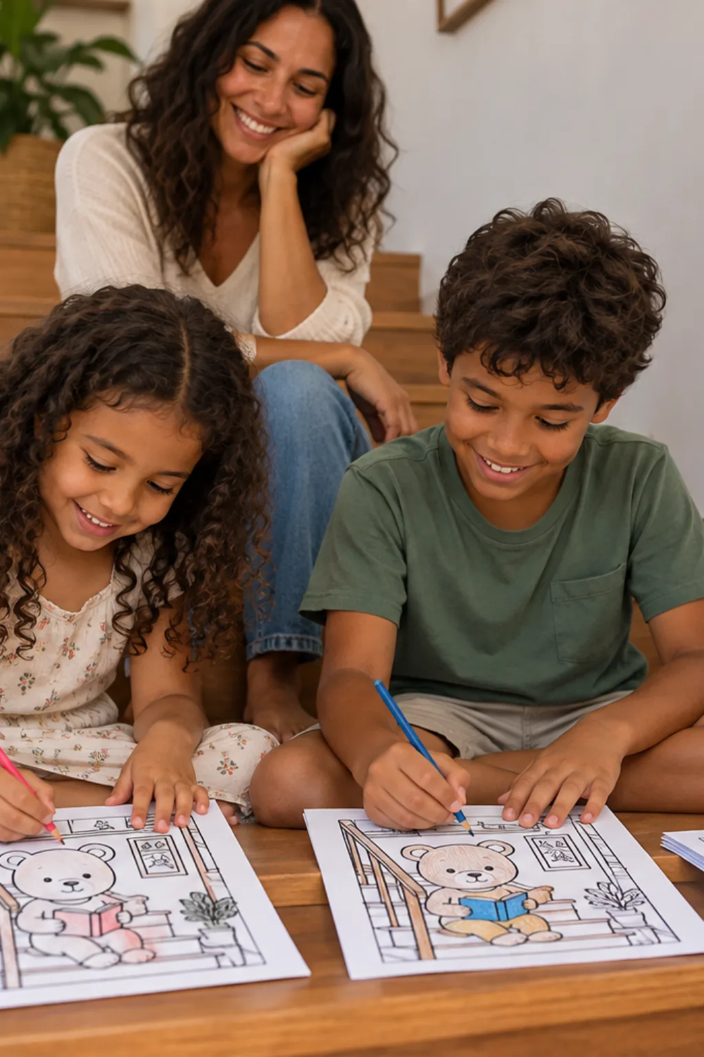 desenhos da Bobbie Goods na escada para colorir — exemplo criado na Desenhos pra Colorir