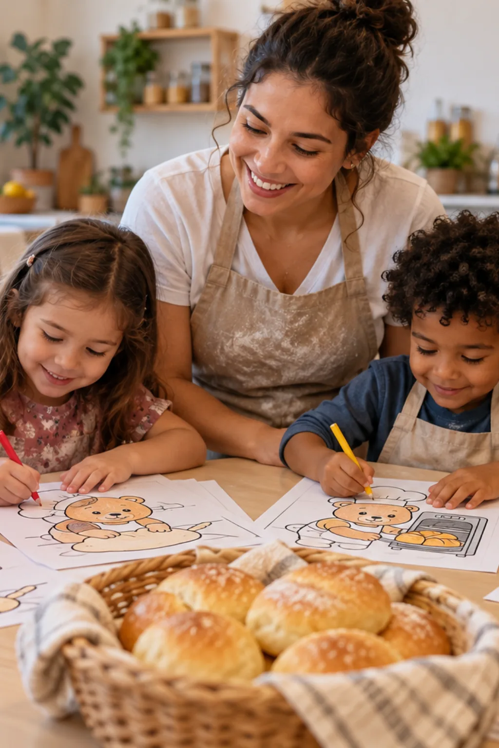 desenhos da Bobbie Goods fazendo pão para colorir — exemplo criado na Desenhos pra Colorir