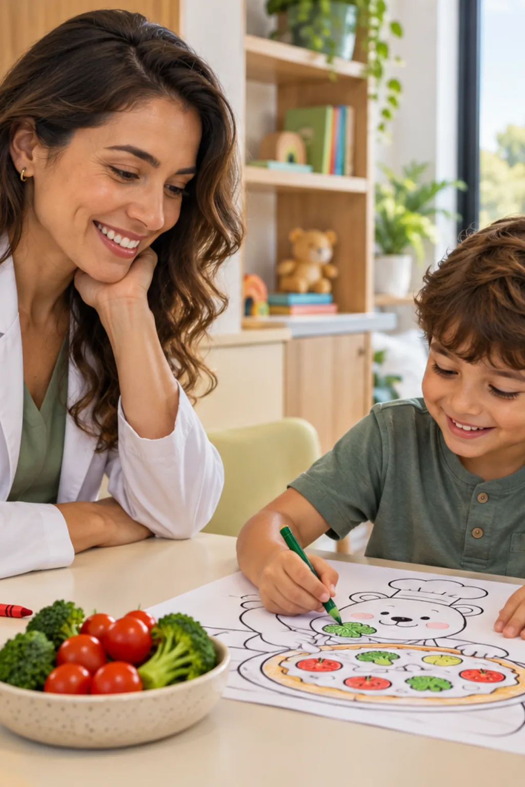 desenhos da Bobbie Goods fazendo pizza para colorir — exemplo criado na Desenhos pra Colorir