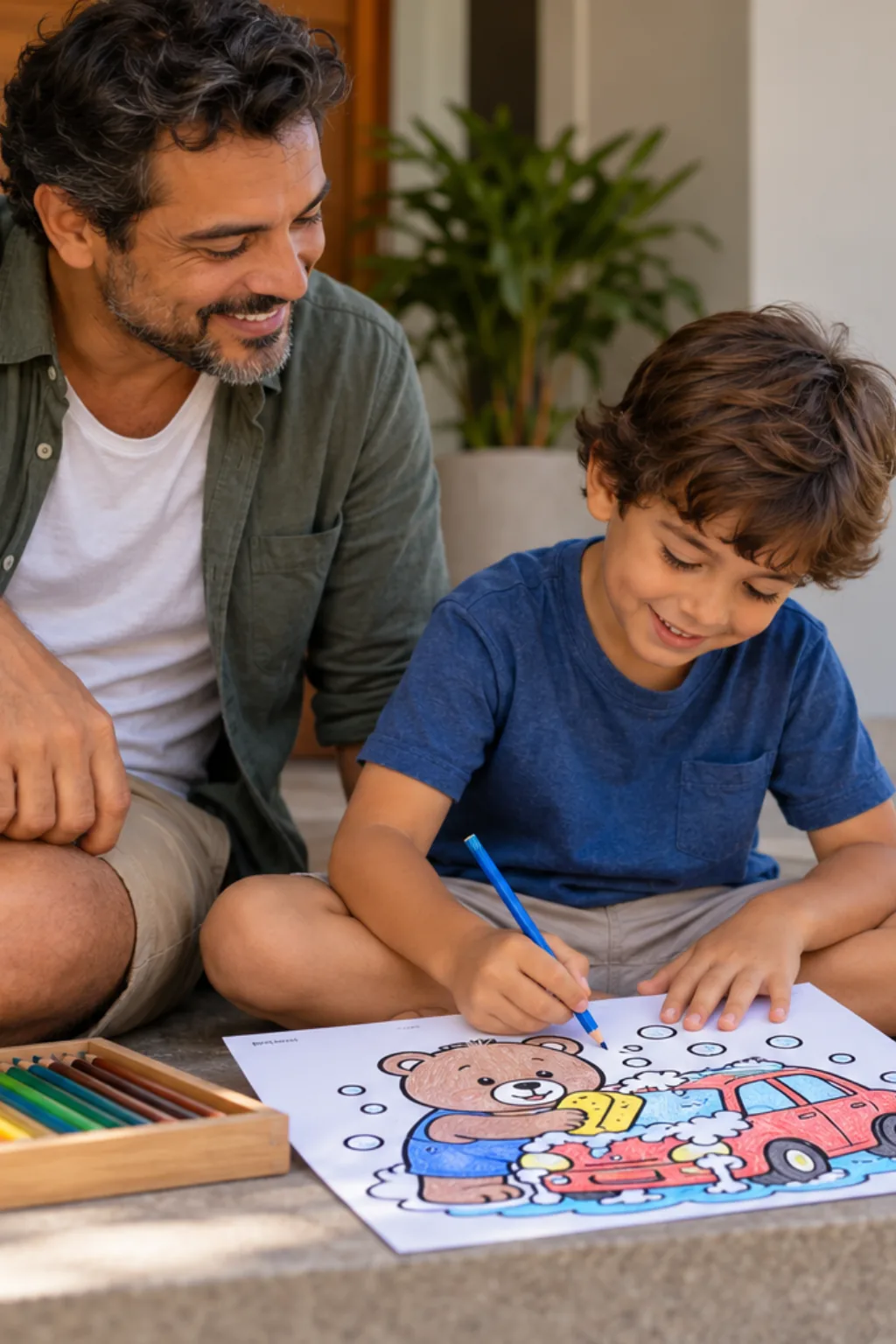 desenhos da Bobbie Goods lavando um carro para colorir — exemplo criado na Desenhos pra Colorir