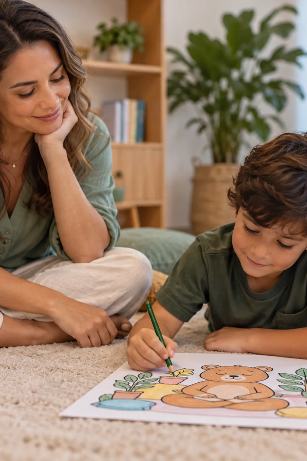 desenhos da Bobbie Goods meditando para colorir — exemplo criado na Desenhos pra Colorir