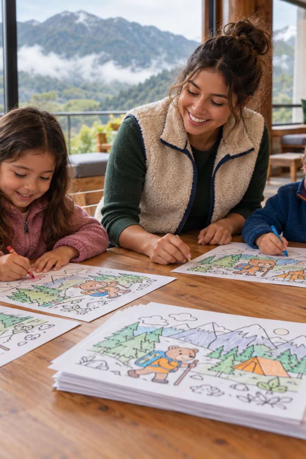 desenhos da Bobbie Goods na montanha para colorir — exemplo criado na Desenhos pra Colorir