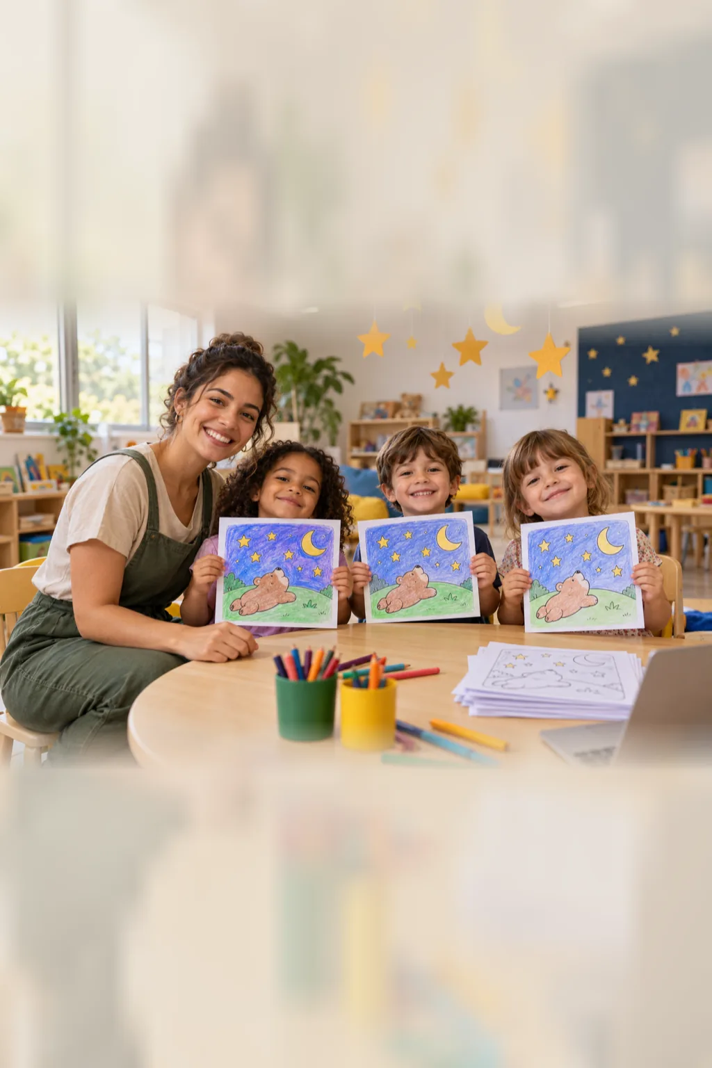 desenhos da Bobbie Goods observando as estrelas para colorir — exemplo criado na Desenhos pra Colorir