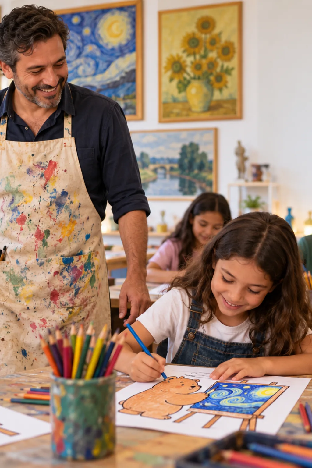 desenhos da Bobbie Goods pintando um quadro para colorir — exemplo criado na Desenhos pra Colorir