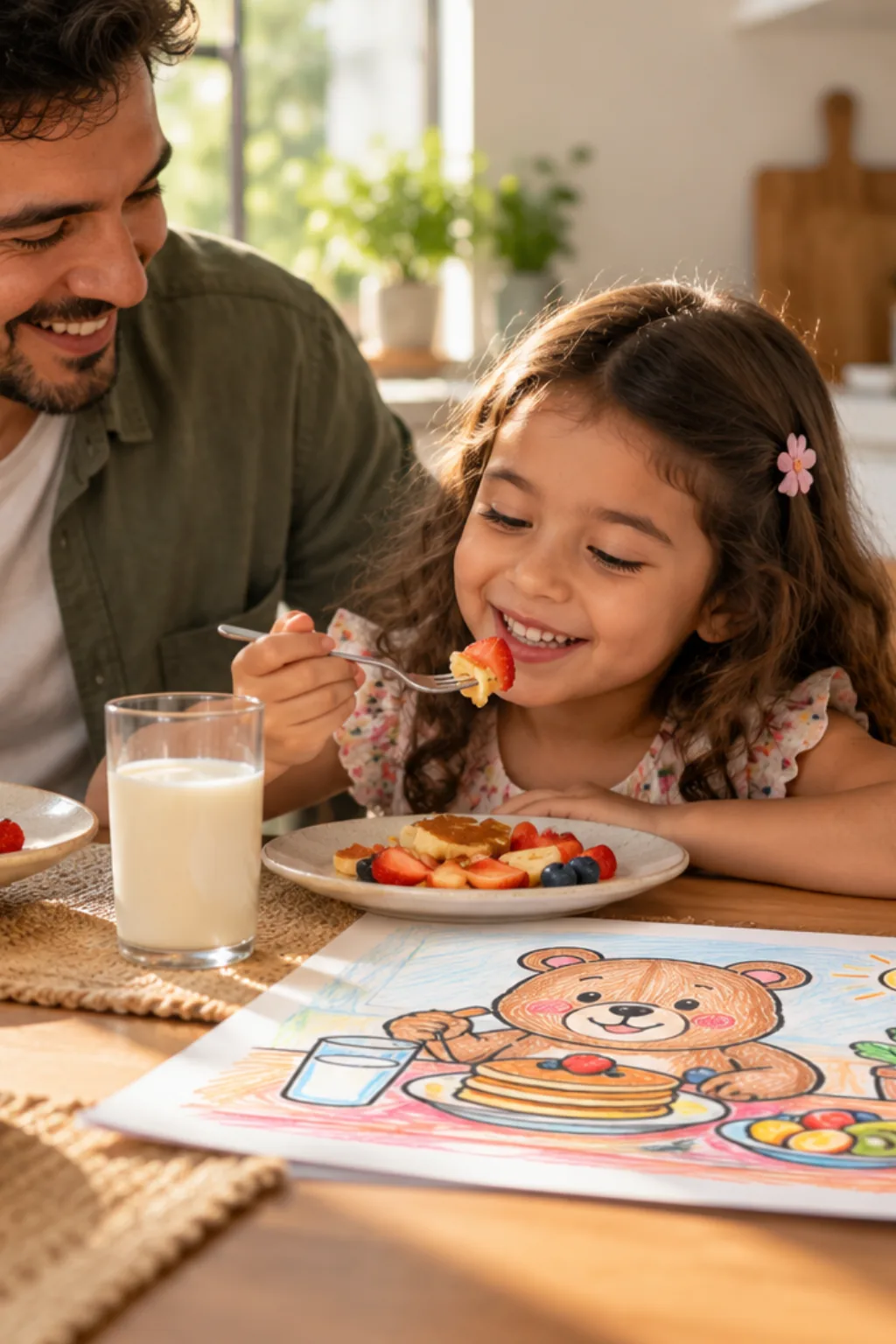 desenhos da Bobbie Goods tomando café da manhã para colorir — exemplo criado na Desenhos pra Colorir