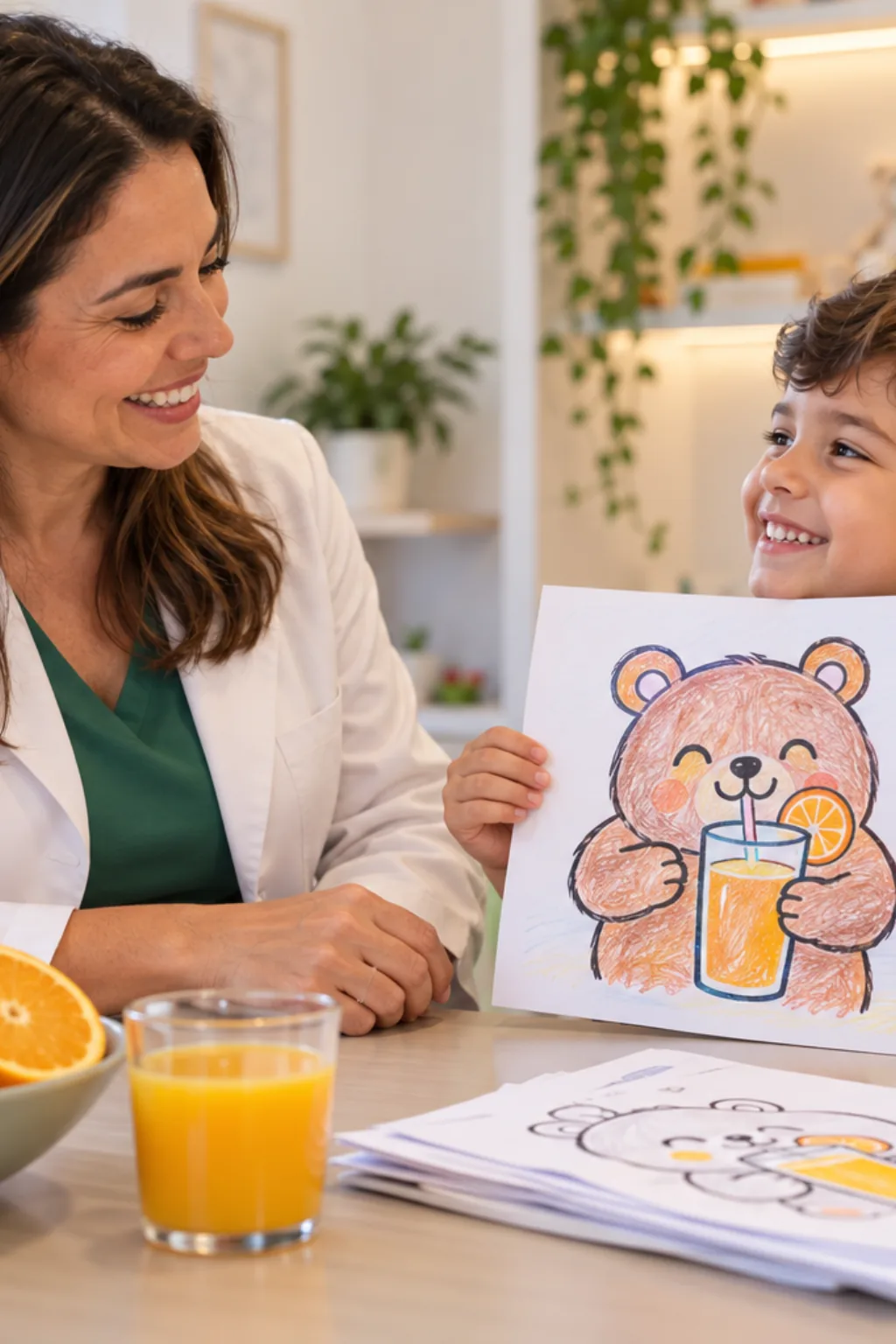 desenhos da Bobbie Goods tomando suco para colorir — exemplo criado na Desenhos pra Colorir