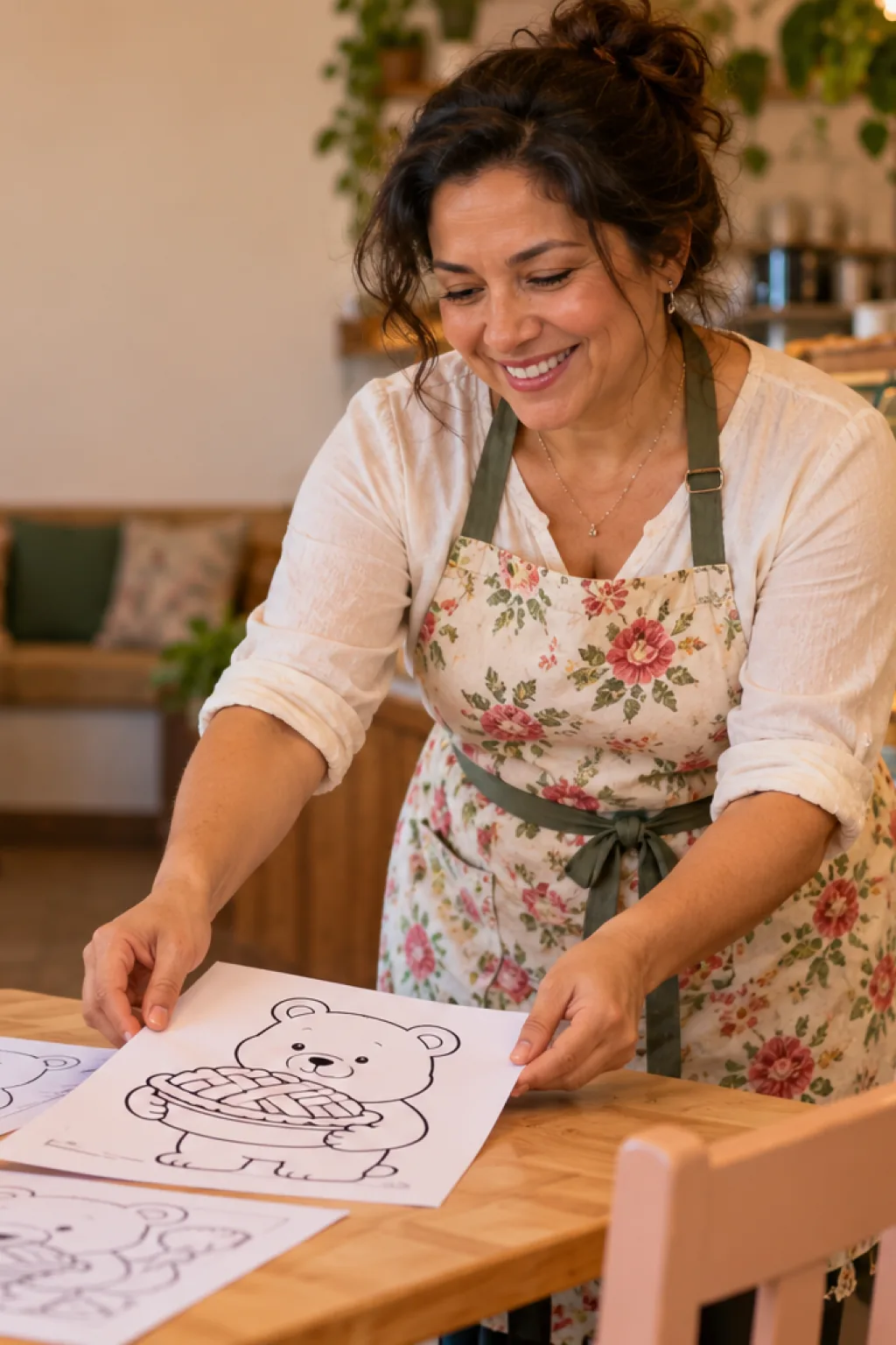 desenhos da Bobbie Goods com torta para colorir — exemplo criado na Desenhos pra Colorir